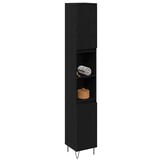 Badkamerkast Zwart Eiken 30x30x190cm - 59% Korting
