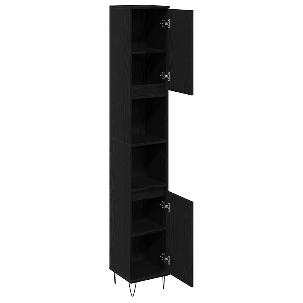Badkamerkast Zwart Eiken 30x30x190cm - 59% Korting