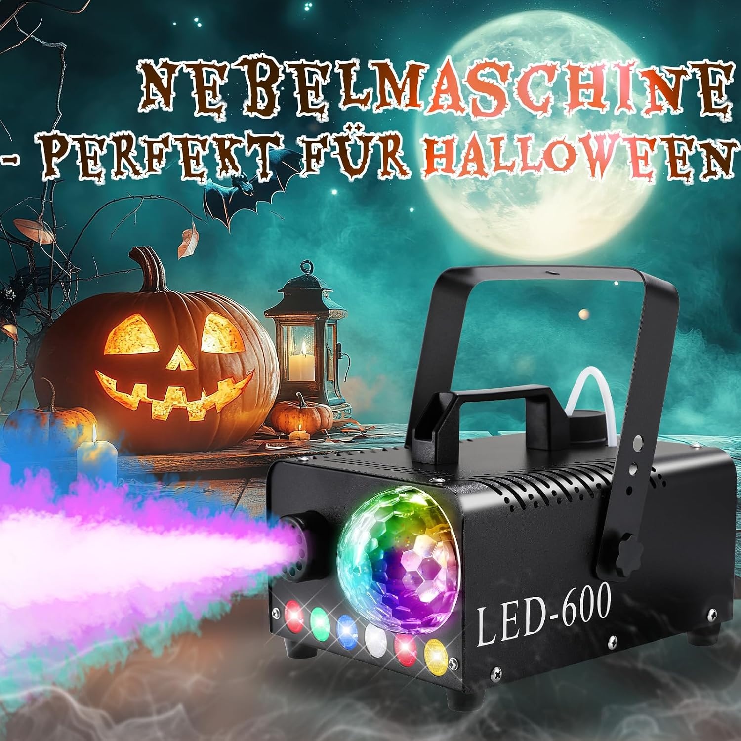 Krachtige Rookmachine met Discobal & RGB Licht - 600W