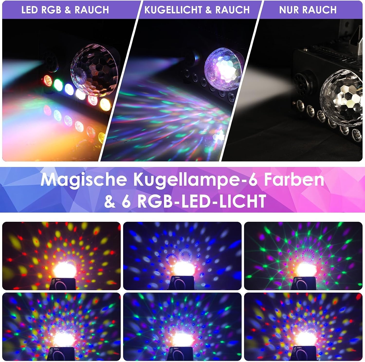 Rookmachine met Discobal & 6 RGB LED's - 600W - 29% Korting