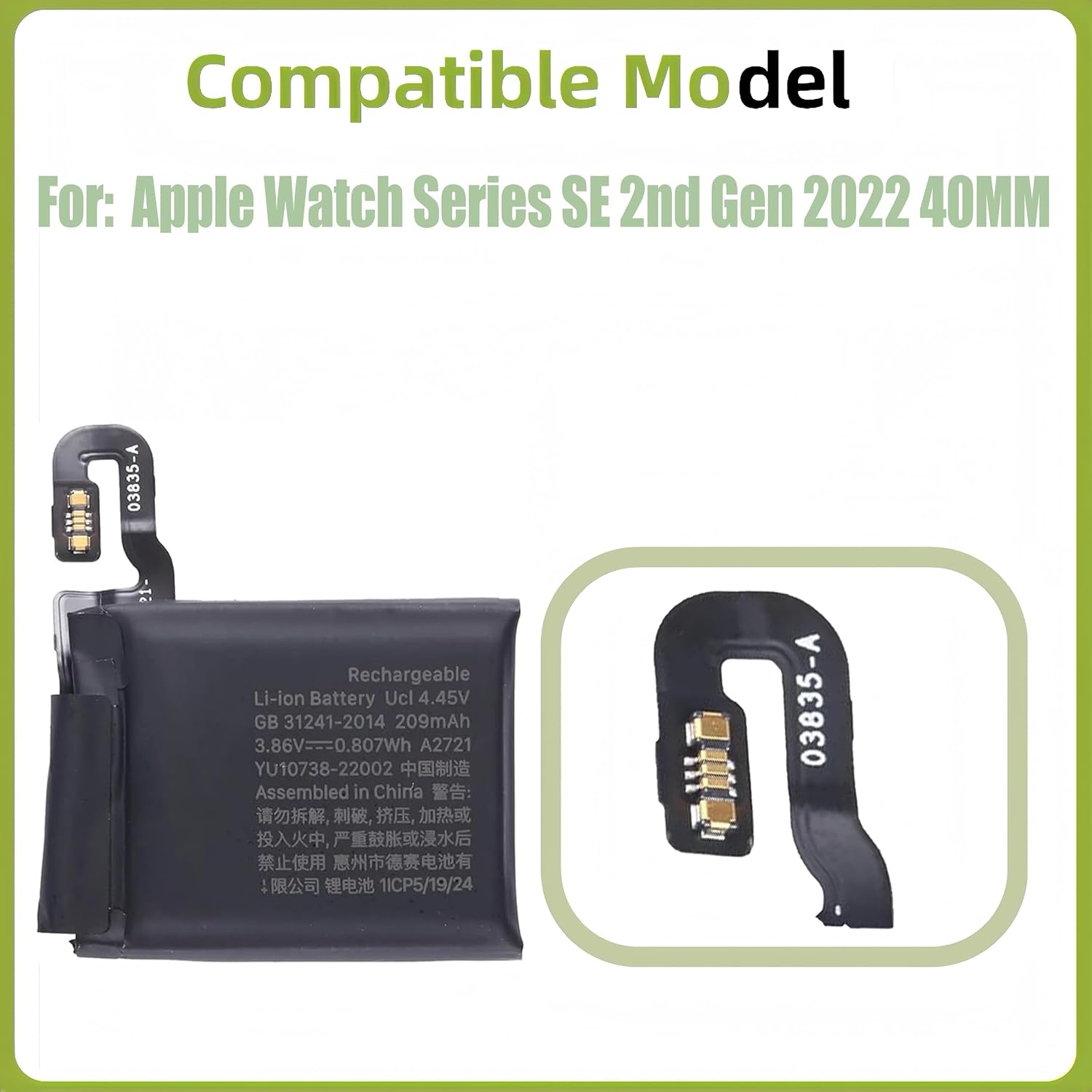 Vervangingsaccu Apple Watch SE 2022 40mm (A2721) - 39% Korting