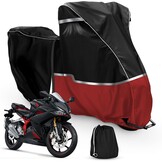 Motorhoes, outdoor, geschikt voor Honda Adventure Model CRF1100L Africa Twin CB500X, 420D Oxford-stof, waterdichte motorhoes, afdekzeil, weerbestendig, motorhoes, zeil, zwart en rood