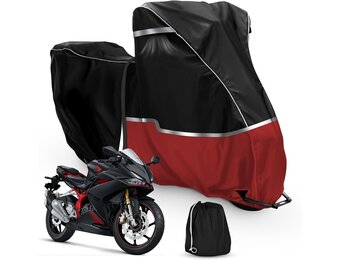Motorhoes, outdoor, geschikt voor Honda Adventure Model CRF1100L Africa Twin CB500X, 420D Oxford-stof, waterdichte motorhoes, afdekzeil, weerbestendig, motorhoes, zeil, zwart en rood