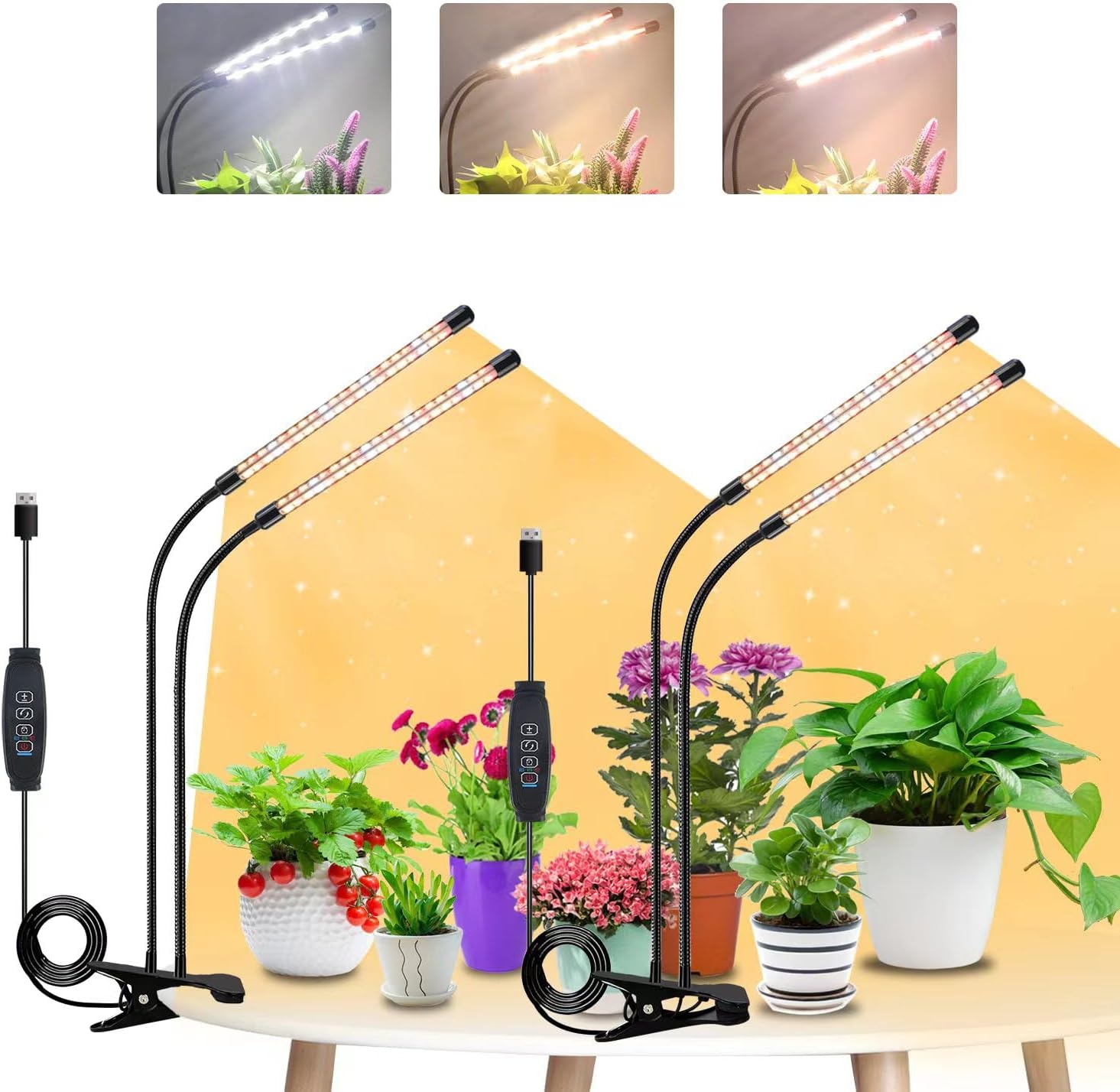 LED Groeilamp voor Planten, 4-kops Volledig Spectrum met Timer - 33% Korting