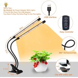 LED Groeilamp voor Planten, 4-kops Volledig Spectrum met Timer - 33% Korting