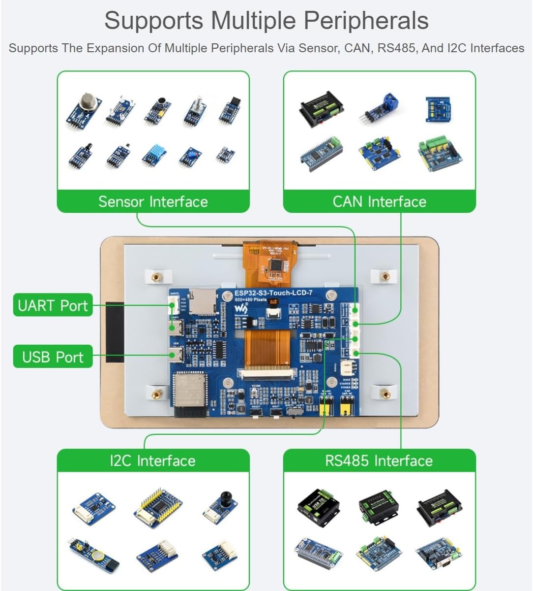 ESP32-S3 Ontwikkelbord met 7" Touchscreen - 29% Korting