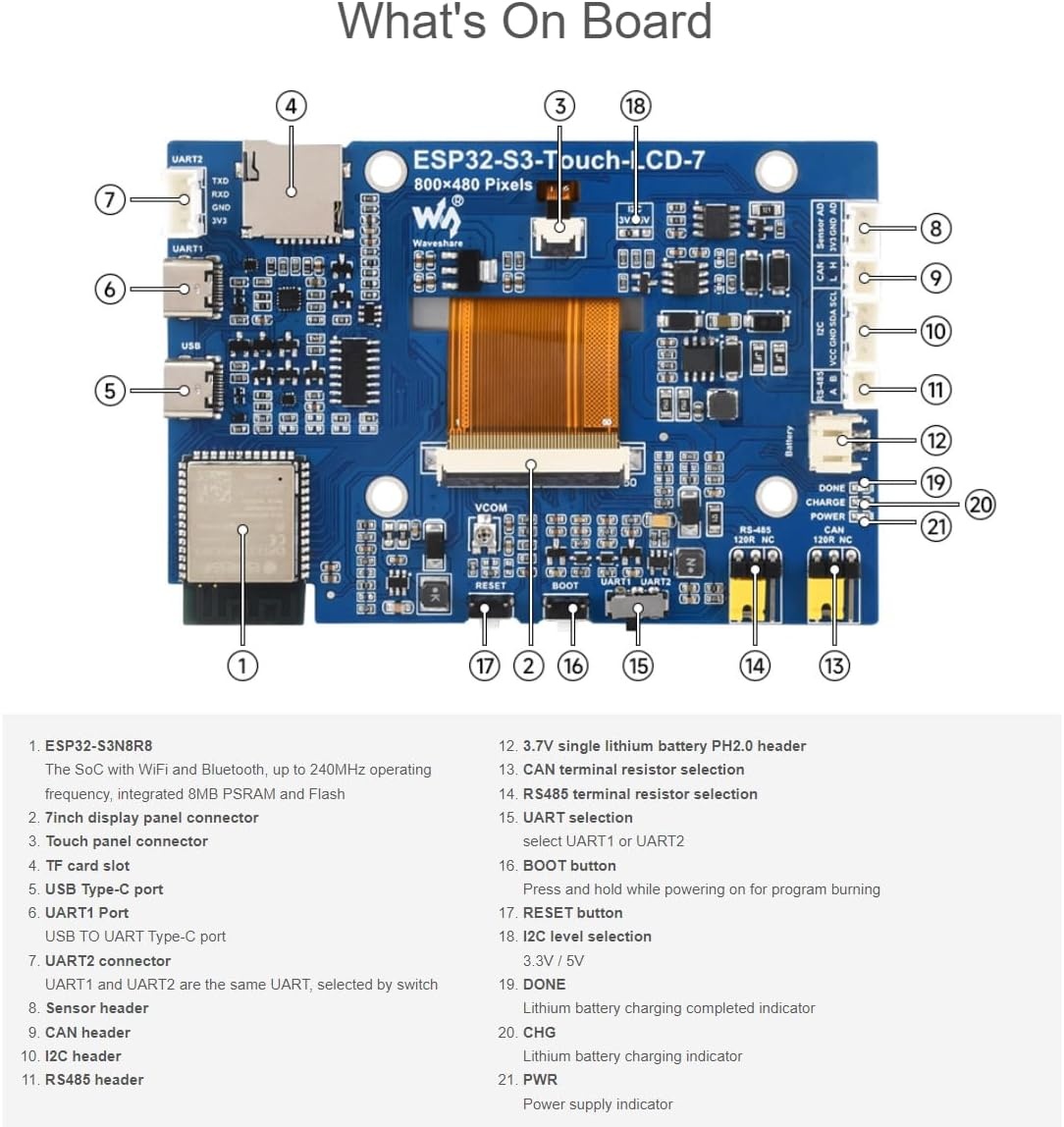 ESP32-S3 Ontwikkelbord met 7" Touchscreen - 29% Korting
