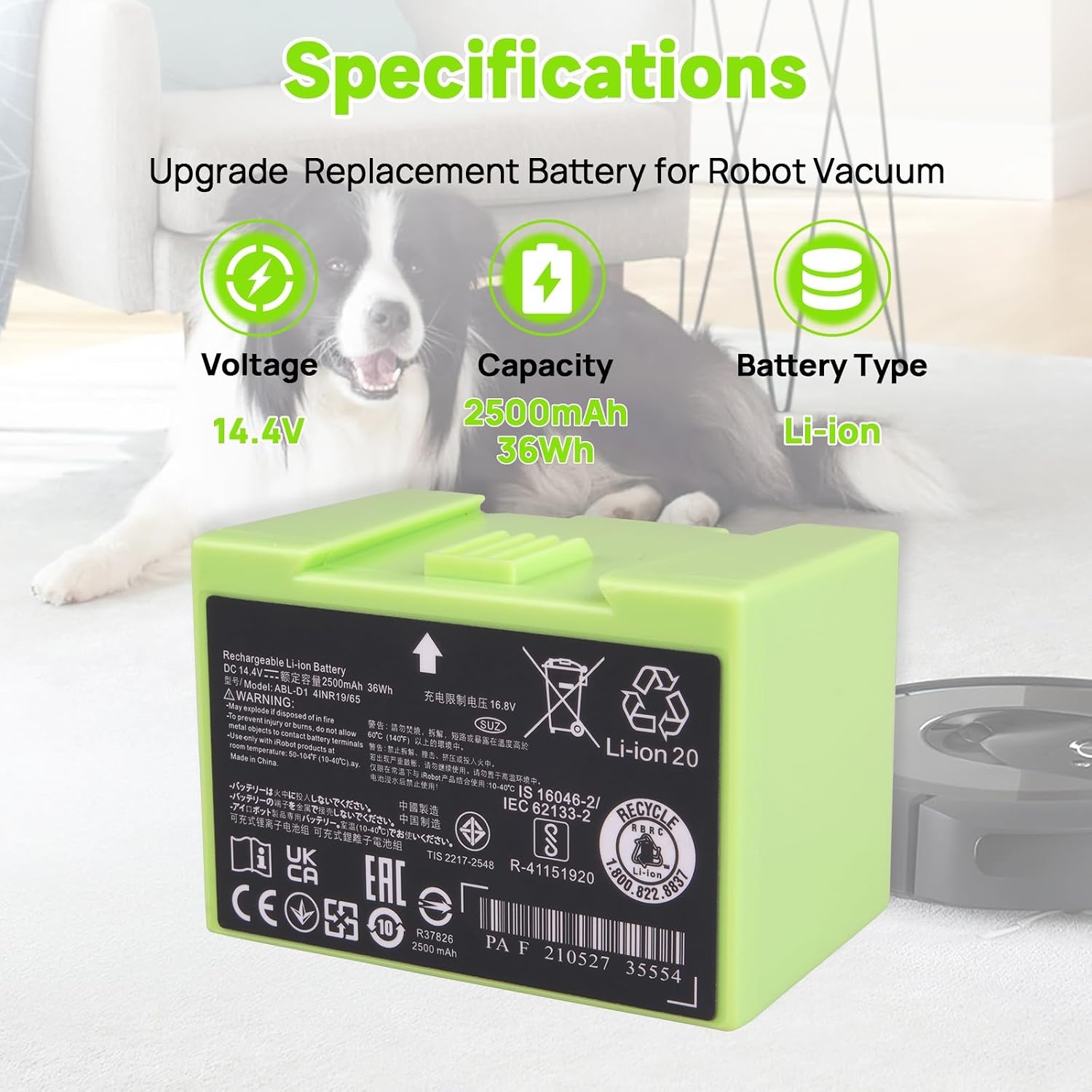 Stofzuigeraccu 2500 mAh voor iRobot Roomba (41% korting)