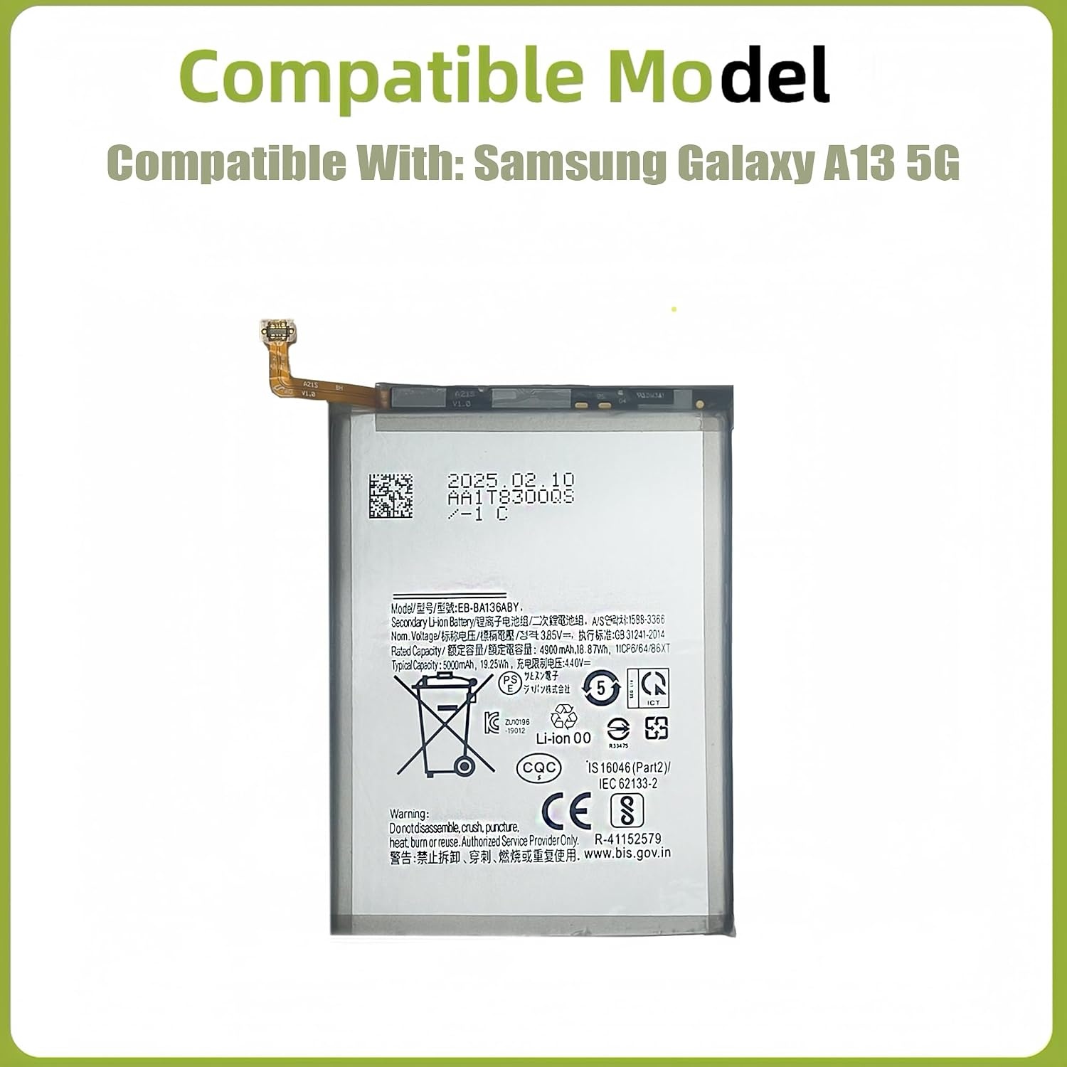 Accu voor Samsung Galaxy A13 5G SM-A136 | 5000 mAh | 54% Korting