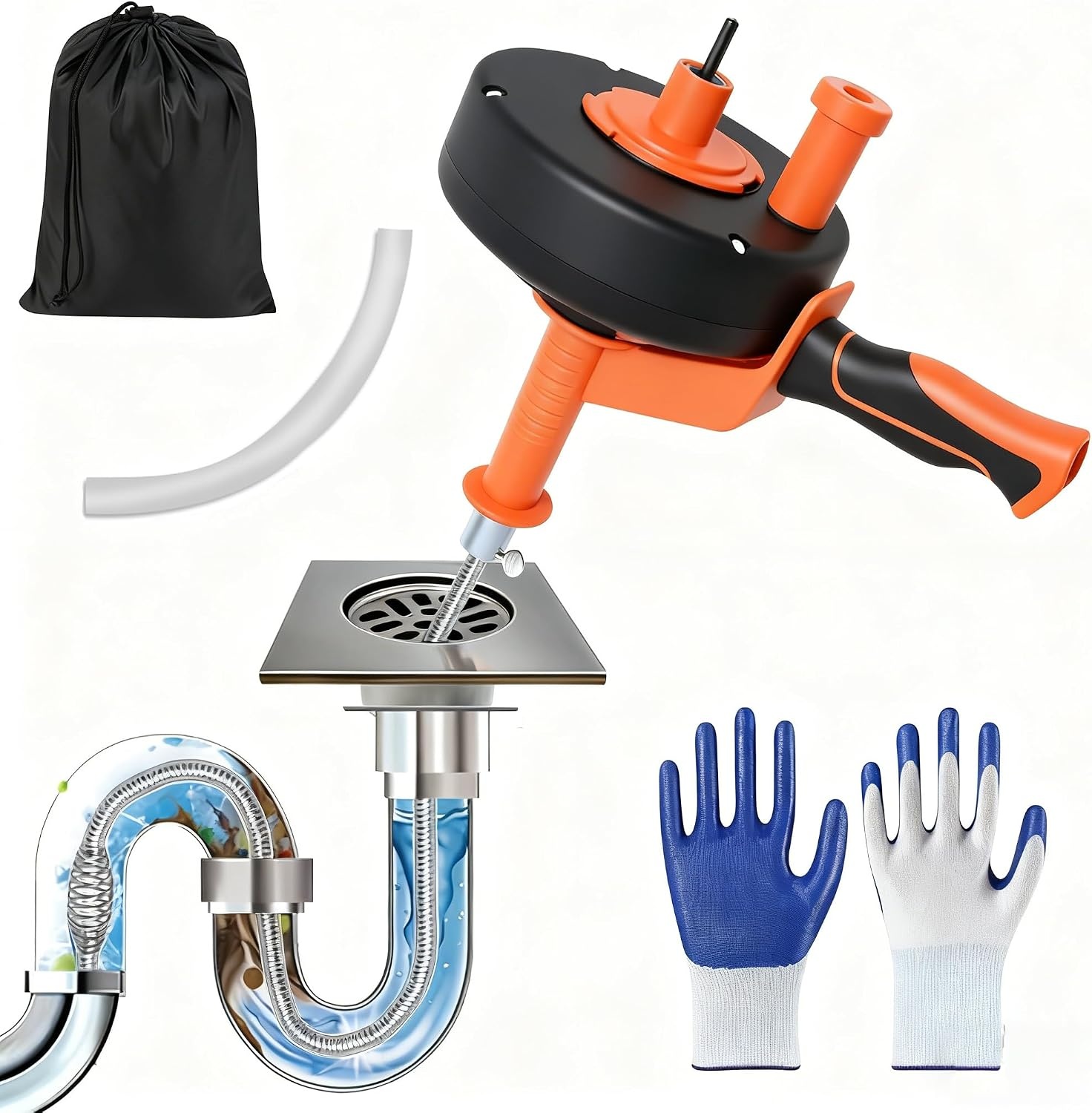 Ontstoppingsveer 10m met Handschoenen & Hulpstuk - 33% Korting!