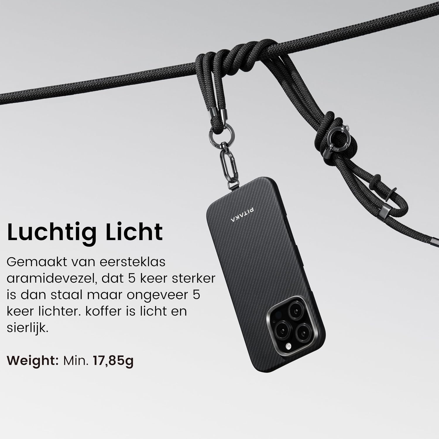 iPhone 16 Pro Hoesje: Ultradun Aramide Magsafe Zwart/Grijs