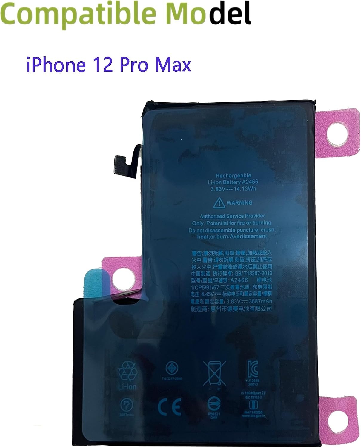 Vervangende Accu 4600 mAh voor iPhone 12 Pro Max - 54% Korting
