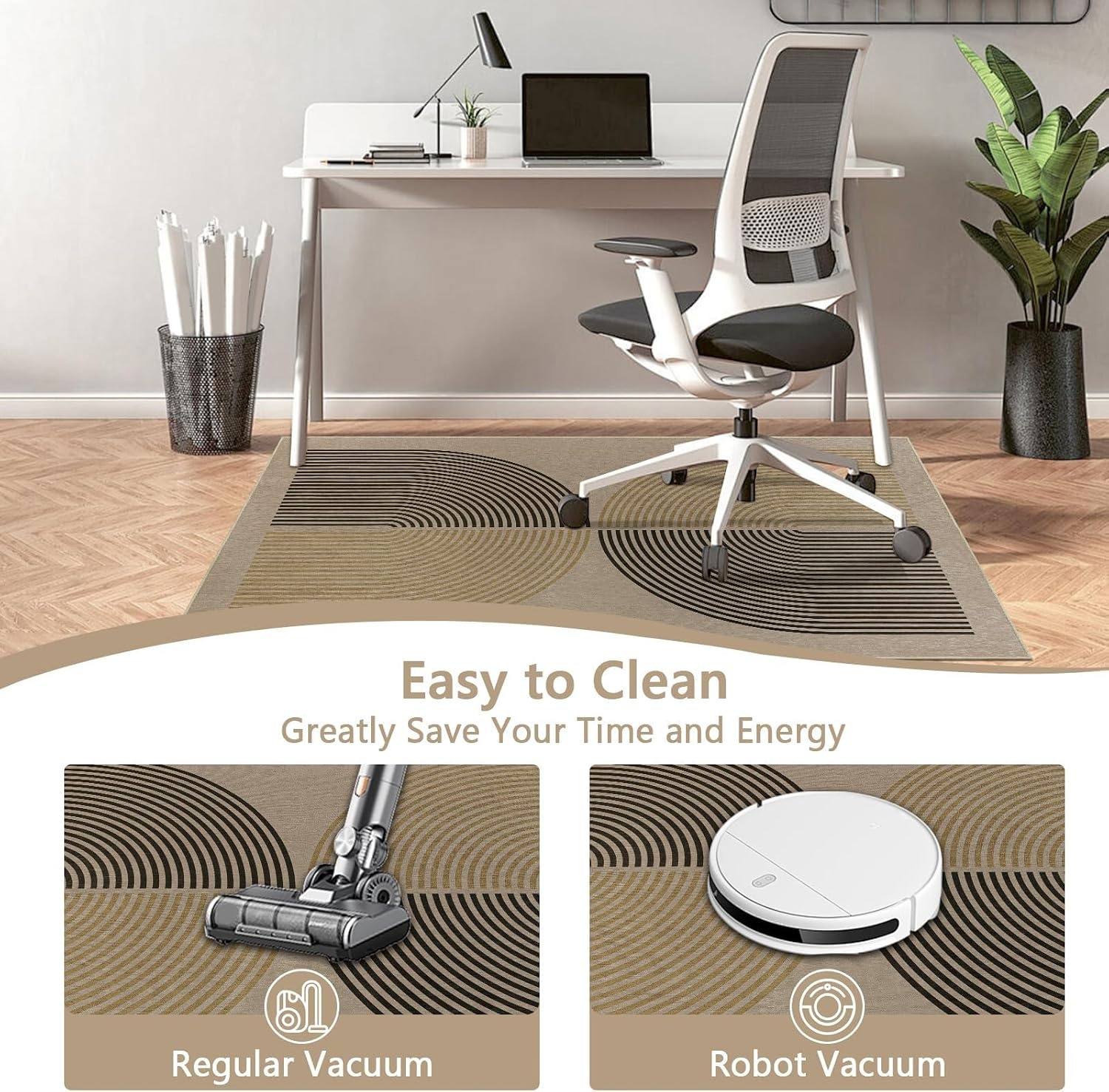 Bureaustoelmat Beige 120x150cm - Vloerbescherming Hardhout & Tapijt