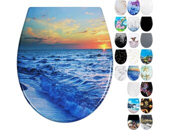 Duroplast Toilet Seat Soft Close -Quick Release Toilet Lid with Top Fixing,Various Patterns to Choose from (UF819-02)