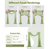 Set van 2 Groene Chiffon Gordijnen 75x600cm (28% Korting)