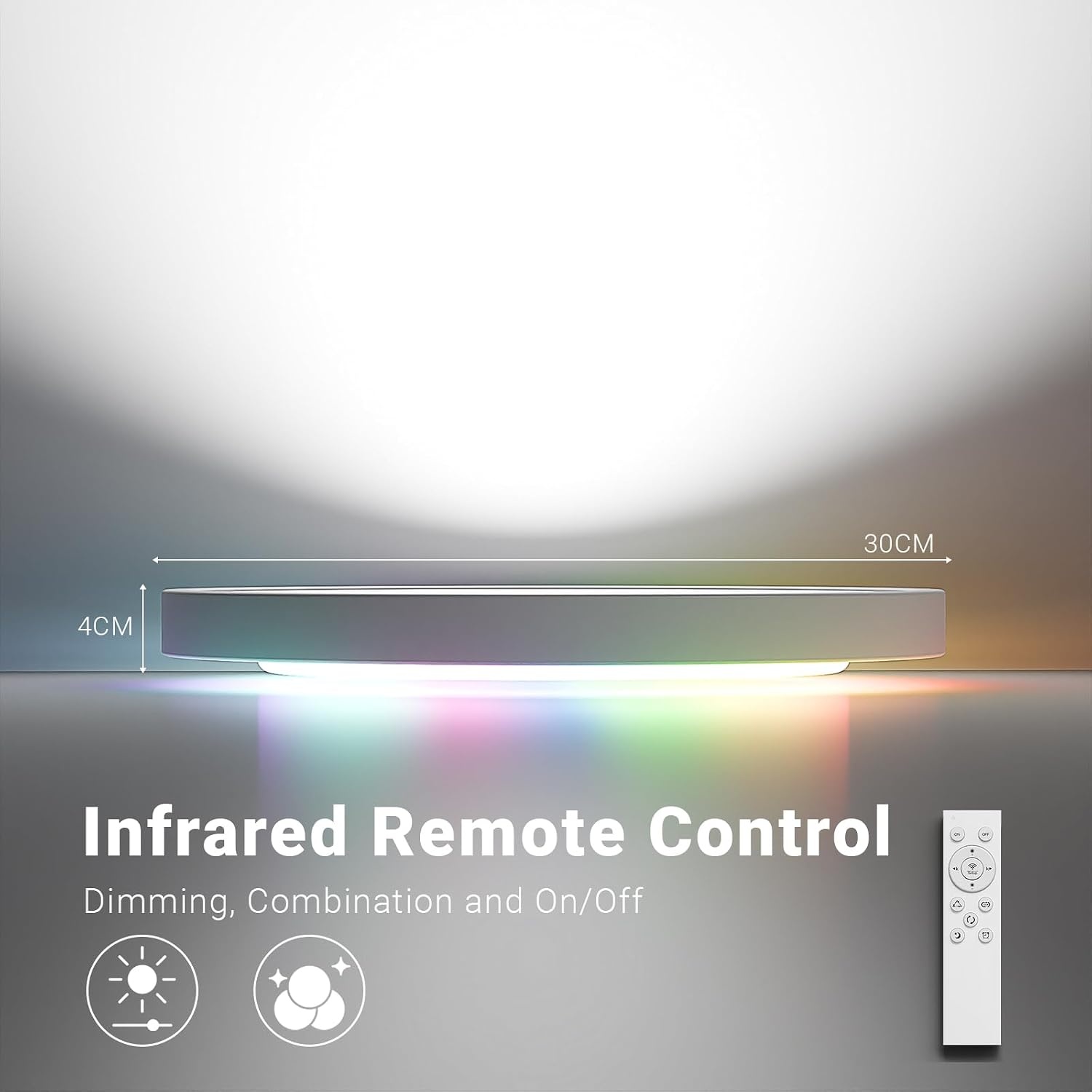 Moderne LED Plafondlamp Rond 30cm - Dimbare Kleur & RGB