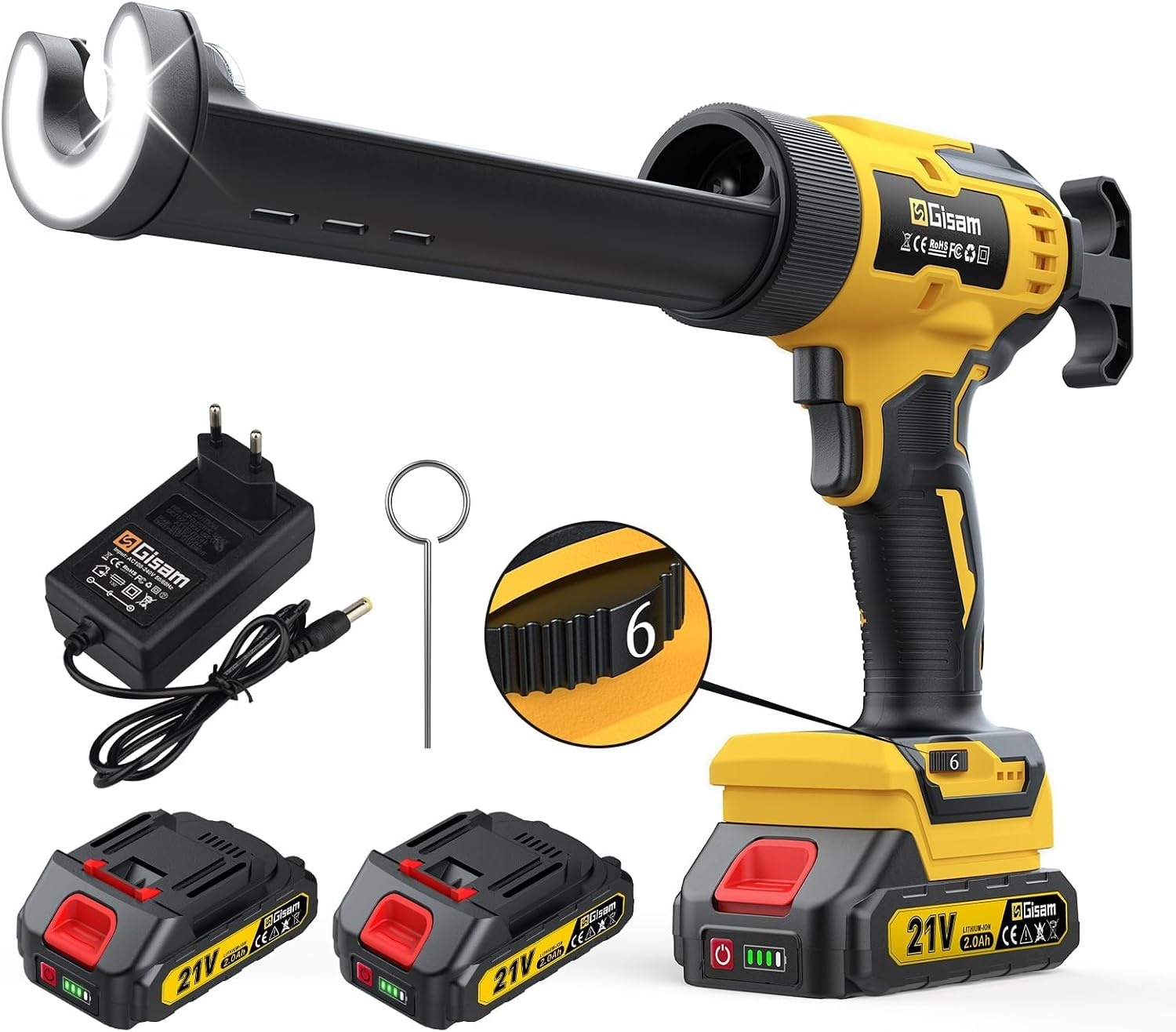 Draadloos Patroonpistool | 4000N | 6 Snelheden | 2x Batterij | 34% Korting