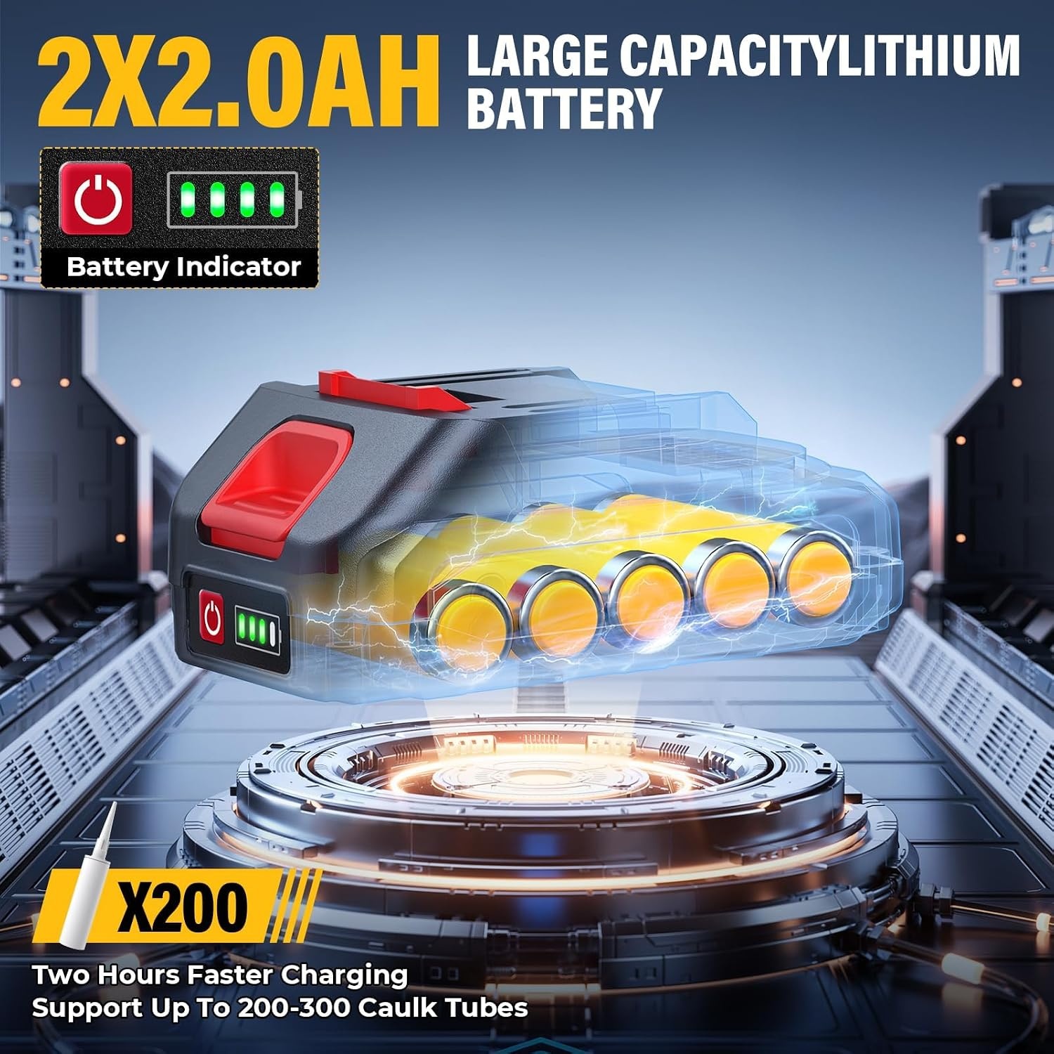 Draadloos Patroonpistool | 4000N | 6 Snelheden | 2x Batterij | 34% Korting