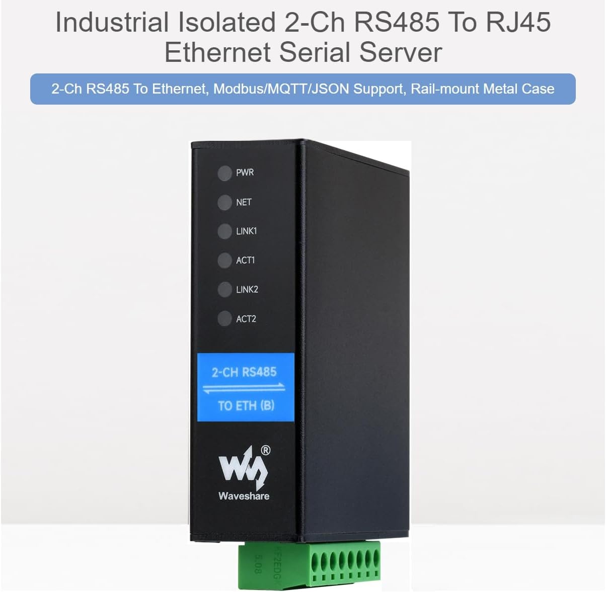 2-kanaals RS485 naar Ethernet Converter, Industriële Rail-Mount 29% Korting