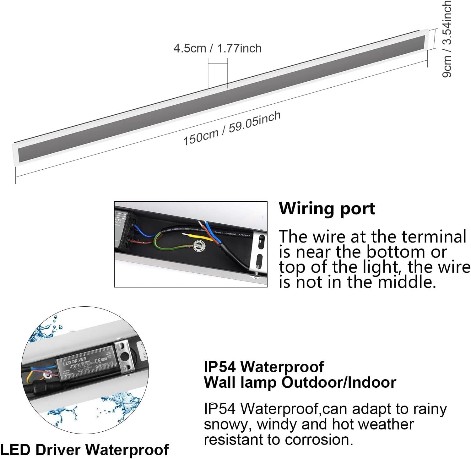 LED Wandlamp Donkergrijs 150cm IP54 45W Warm Wit 3000K (58% Korting)