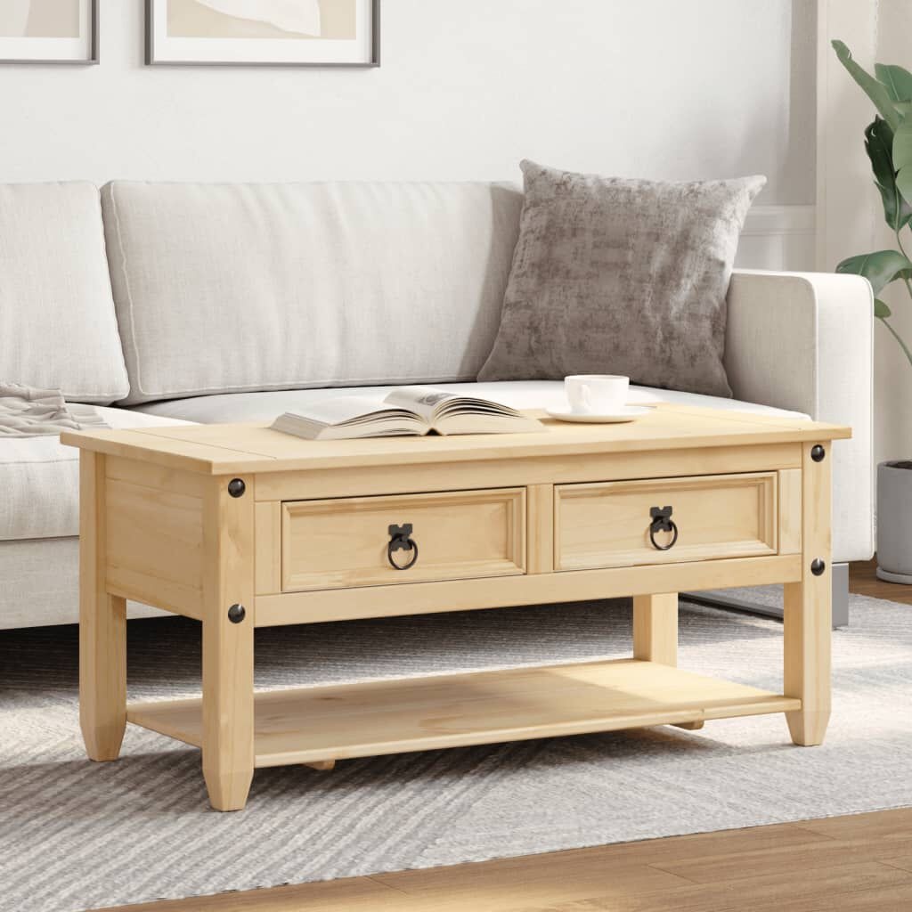 VidaXL Salontafel Grenenhout met Laden - 100x48x45 cm - 72% Korting