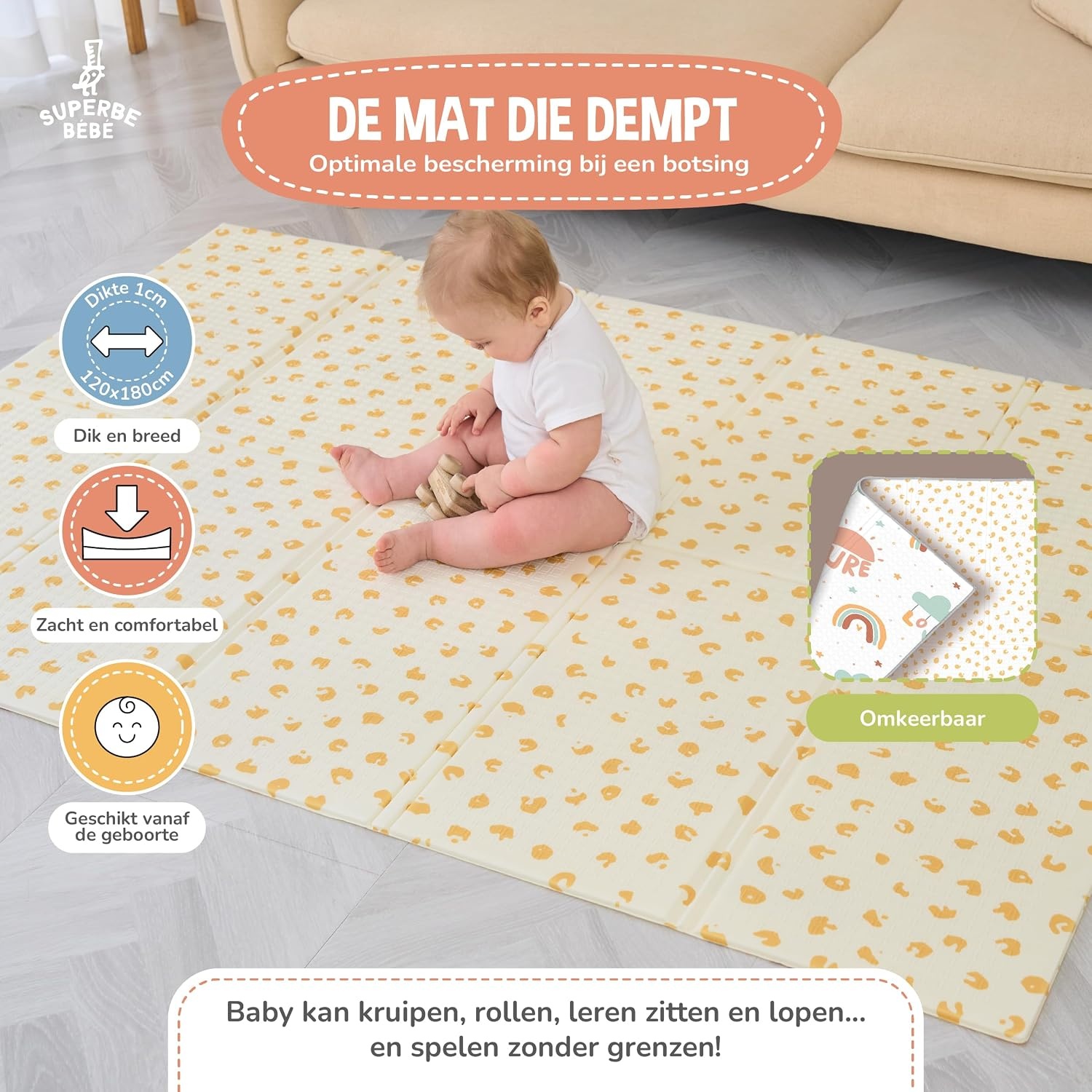 XXL Baby Speelmat 120x180cm met 28% Korting