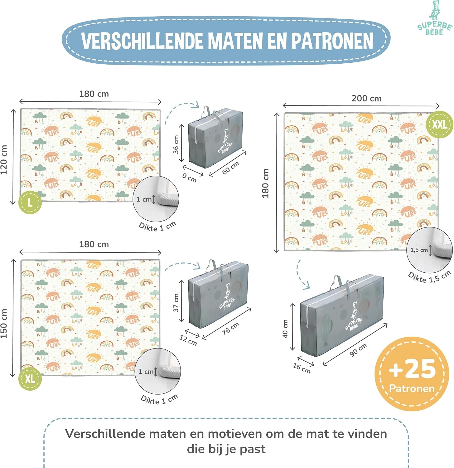 XXL Baby Speelmat 120x180cm met 28% Korting