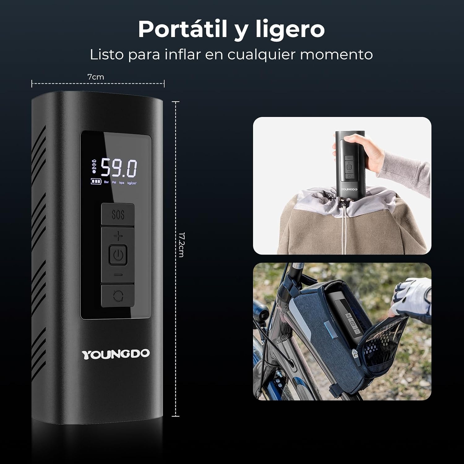 YOUNGDO Elektrische Fietspomp: 150 PSI, 6000 mAh, Snel Oppompen met Korting!