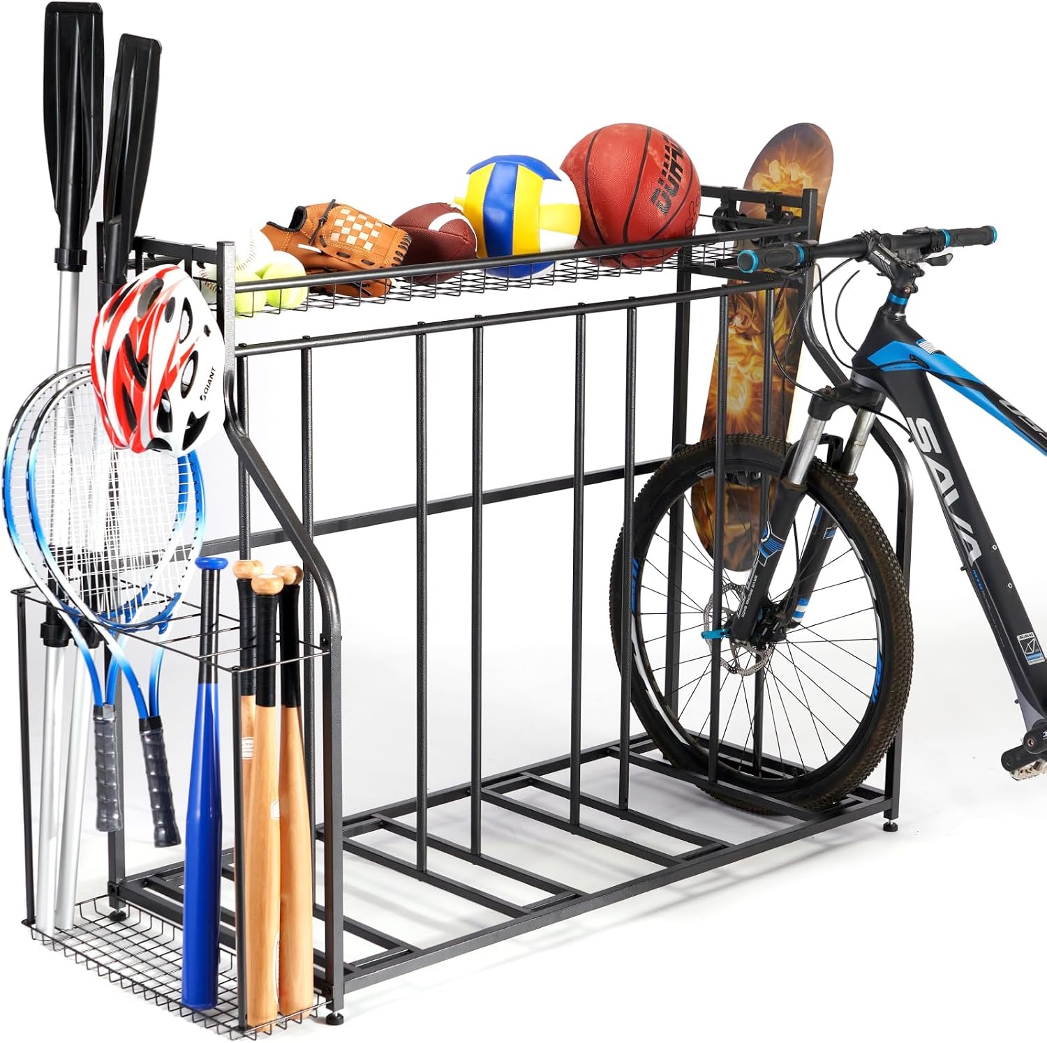 4-Bike Stand, Fiets Floor Parking Stand, Fiets Stand vloer, Fietsenstalling voor Garage Gebruik voor Mountain, Hybride, Kinderfietsen, Indoor Outdoor Bike,