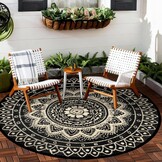 Ronde Buiten vloerkleed 180cm Zwart/Bruin - 33% Korting