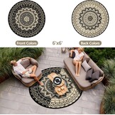 Ronde Buiten vloerkleed 180cm Zwart/Bruin - 33% Korting