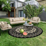 Ronde Buiten vloerkleed 180cm Zwart/Bruin - 33% Korting