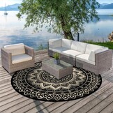 Ronde Buiten vloerkleed 180cm Zwart/Bruin - 33% Korting