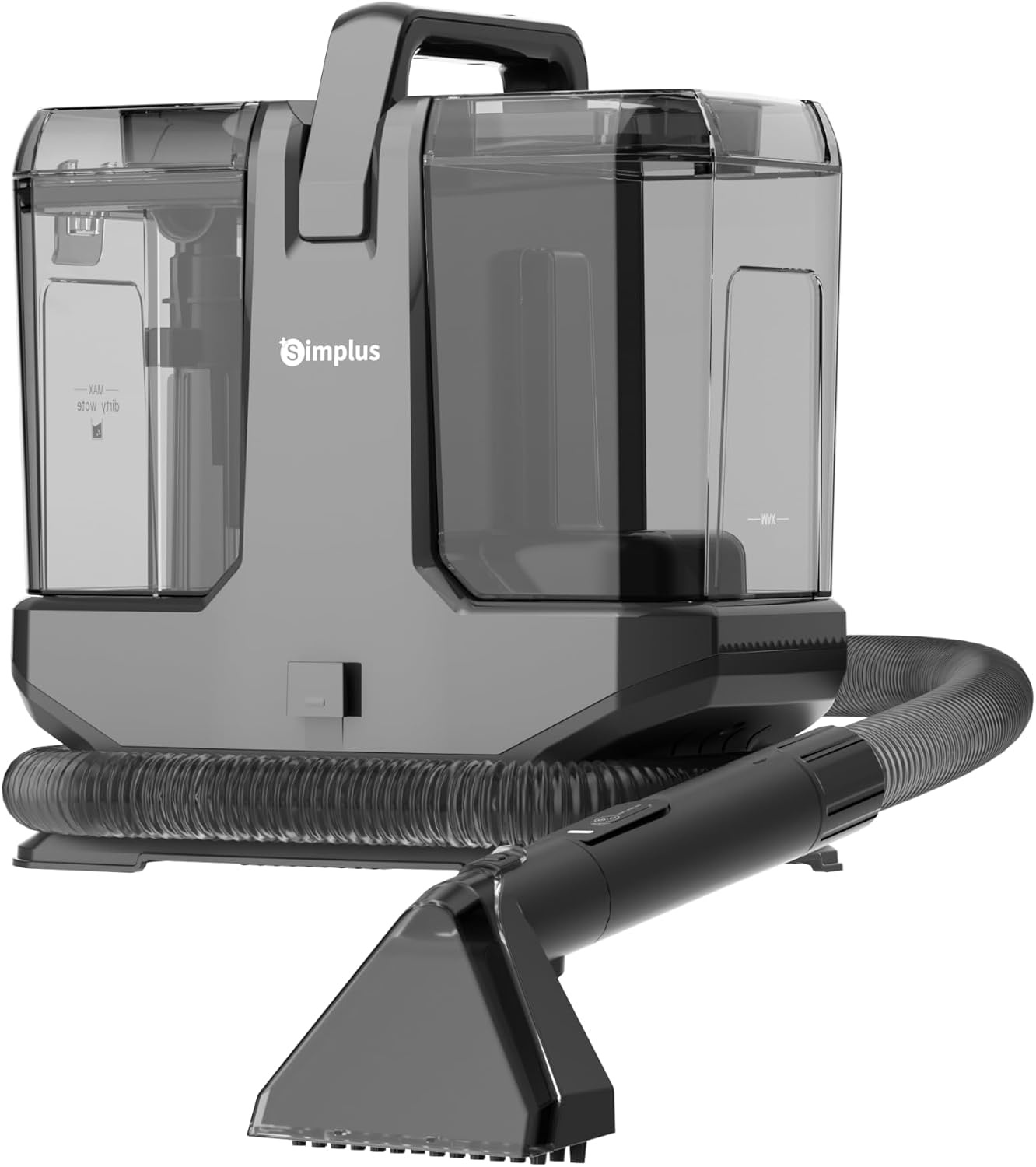 SIMPLUS Waszuiger, bekledingsreiniger met stoom en warm water, 18 kPa natte stofzuiger, tapijtreiniger voor bank, autostoelen en tapijten, 4 reinigingsmodi, 2,3 l waterreservoir