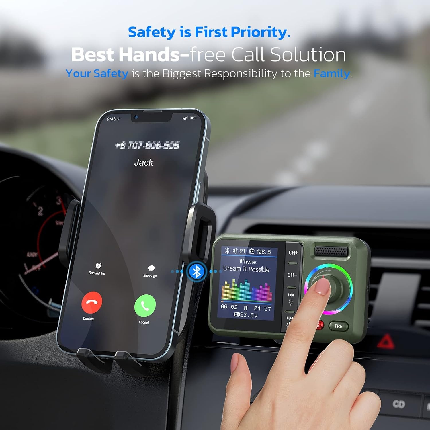 Bluetooth FM Transmitter Auto - Handsfree & Muziek (33% Korting)