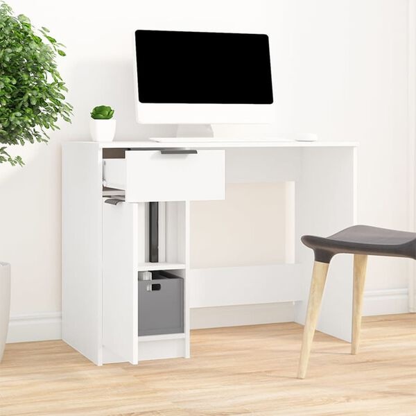 Wit Bewerkt Hout Bureau 100x50x75 cm - 54% Korting