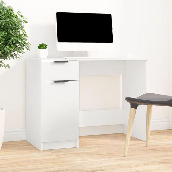 Wit Bewerkt Hout Bureau 100x50x75 cm - 54% Korting