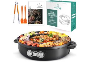 Elektrische Hotpot & BBQ Grill 2-in-1 (8 pers.) - 2200W - Rookloos