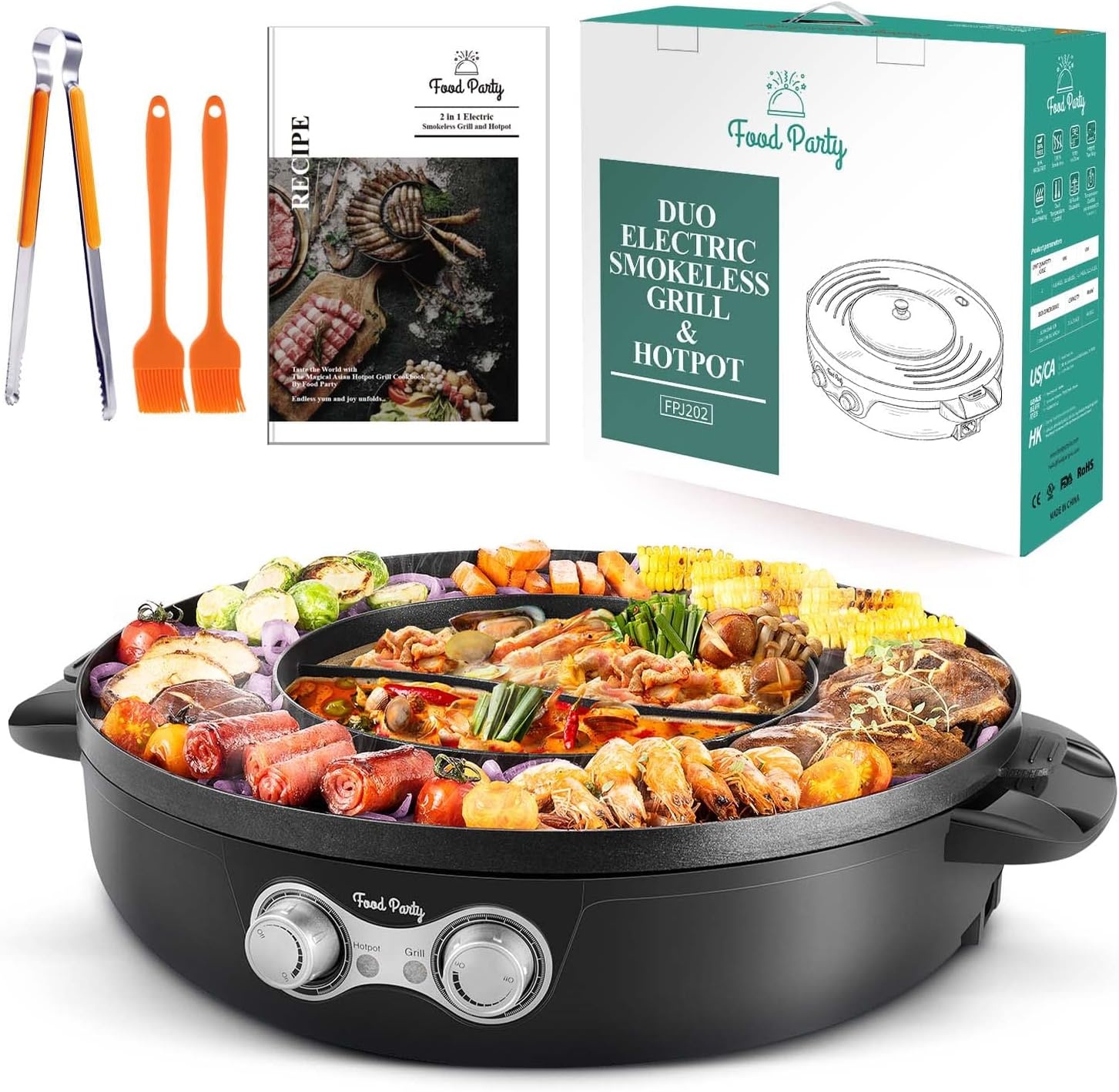 Elektrische Hotpot & BBQ Grill 2-in-1 (8 pers.) - 2200W - Rookloos