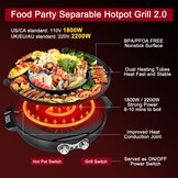 Elektrische Hotpot & BBQ Grill 2-in-1 (8 pers.) - 2200W - Rookloos