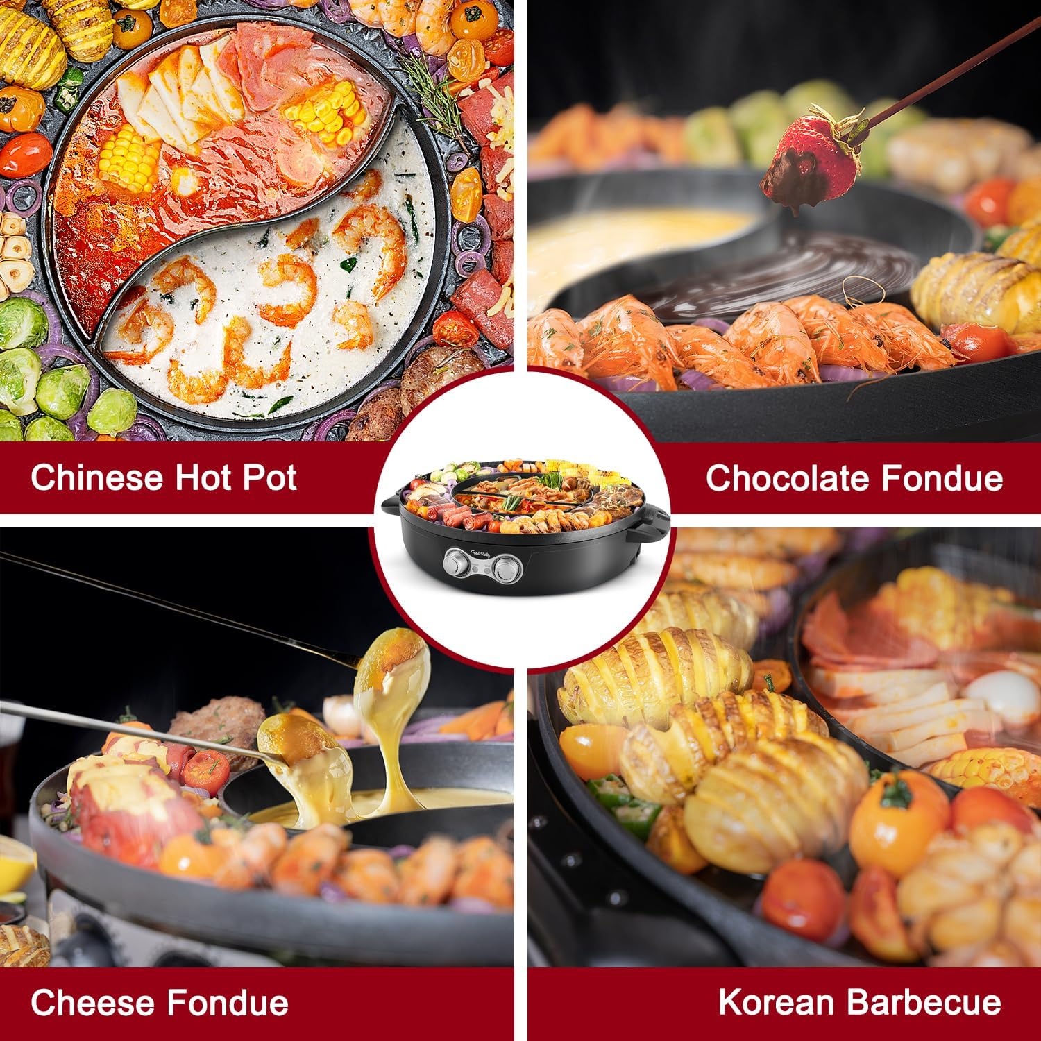 Elektrische Hotpot & BBQ Grill 2-in-1 (8 pers.) - 2200W - Rookloos