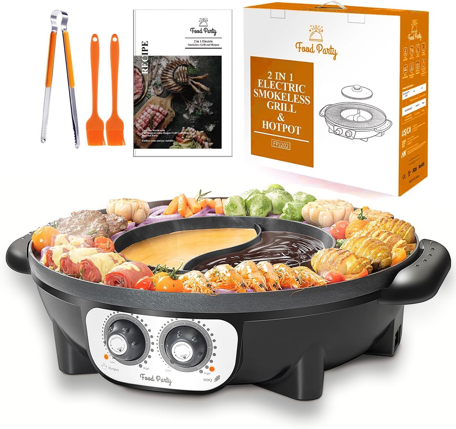Elektrische Hotpot & BBQ Grill 2-in-1 (8 pers.) - 2200W - Rookloos