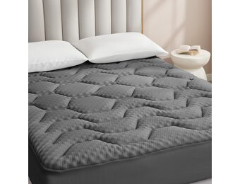 EHEYCIGA Gel Topper 140x190 cm, Mattress Topper 140x190 cm Memory Foam, Mattress Topper with extra deep cover, Dark grey