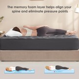 EHEYCIGA Gel Topper 140x190 cm, Mattress Topper 140x190 cm Memory Foam, Mattress Topper with extra deep cover, Dark grey