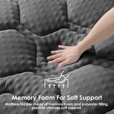 EHEYCIGA Gel Topper 140x190 cm, Mattress Topper 140x190 cm Memory Foam, Mattress Topper with extra deep cover, Dark grey