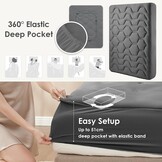 EHEYCIGA Gel Topper 140x190 cm, Mattress Topper 140x190 cm Memory Foam, Mattress Topper with extra deep cover, Dark grey