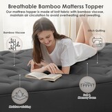 EHEYCIGA Gel Topper 140x190 cm, Mattress Topper 140x190 cm Memory Foam, Mattress Topper with extra deep cover, Dark grey