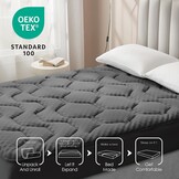 EHEYCIGA Gel Topper 140x190 cm, Mattress Topper 140x190 cm Memory Foam, Mattress Topper with extra deep cover, Dark grey