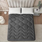 EHEYCIGA Gel Topper 140x190 cm, Mattress Topper 140x190 cm Memory Foam, Mattress Topper with extra deep cover, Dark grey