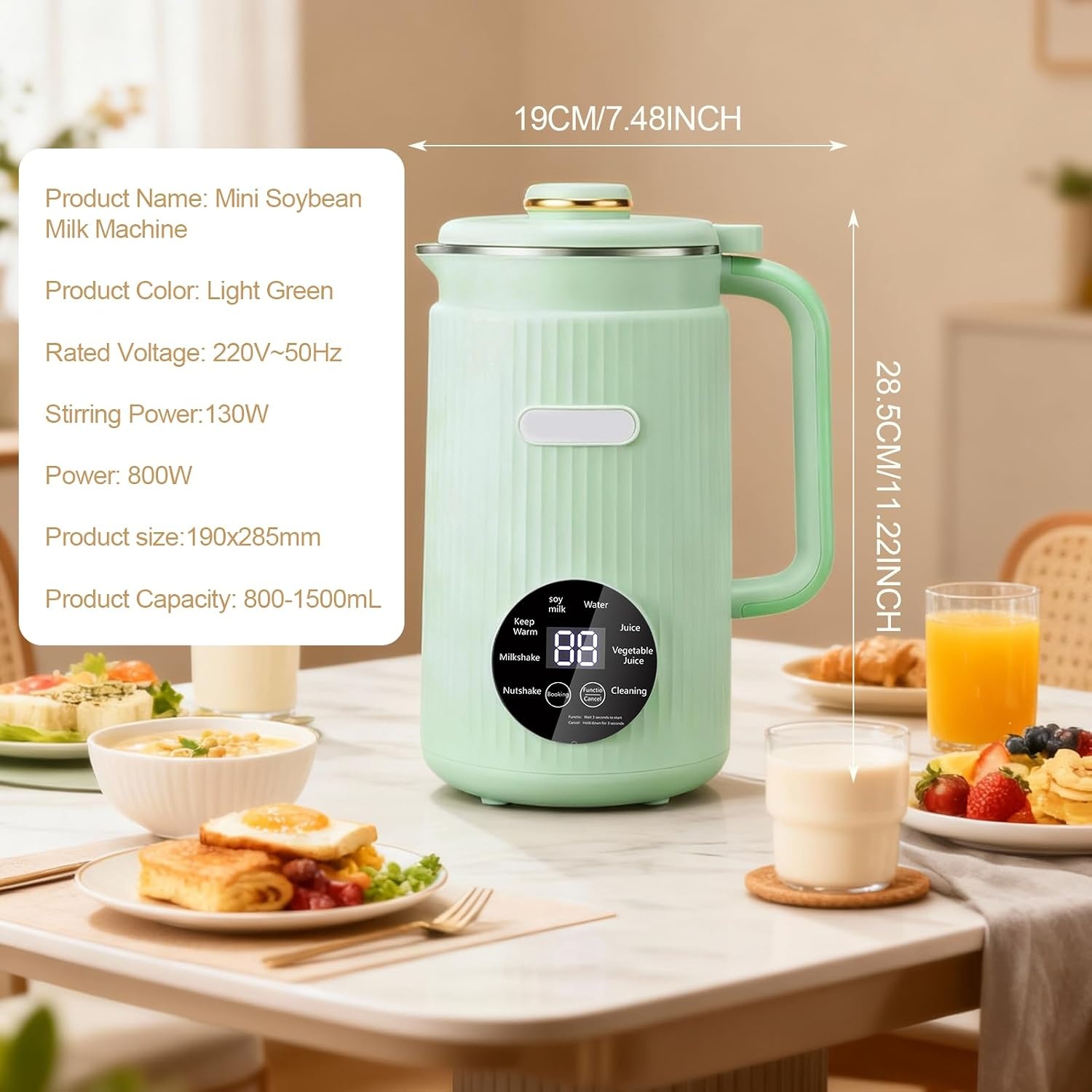 Notenmelkmachine, 1200 ml, 8-in-1 sojamelkmachine